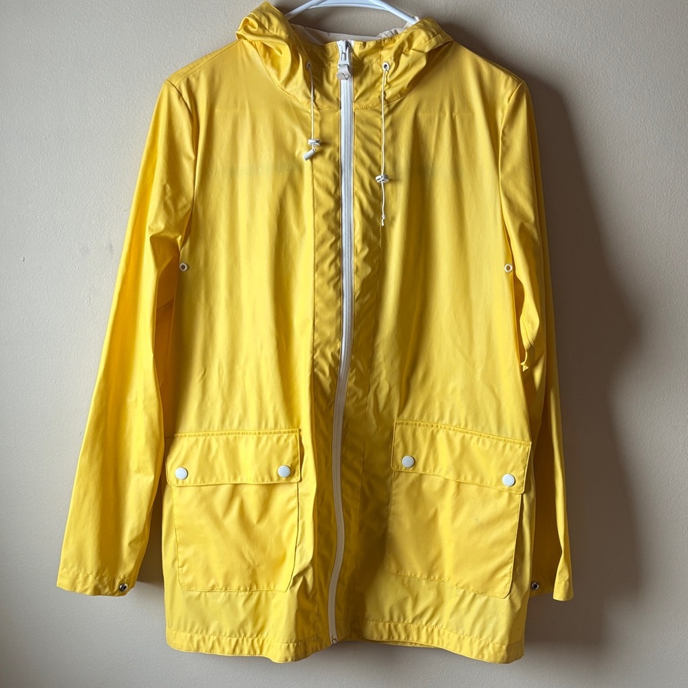 Cole Haan Weather Resistant Yellow Hooded Rain Jacket *See All Photos*